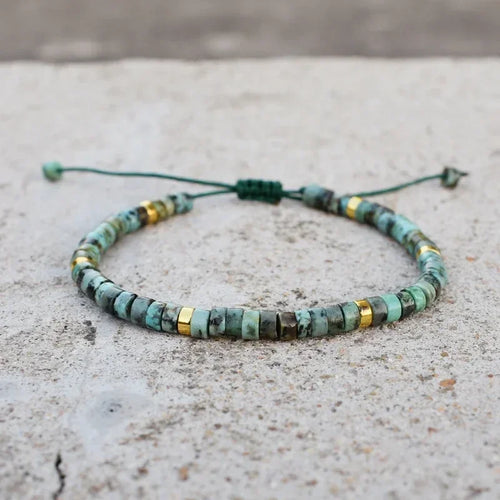4 mm Natuurstenen Kralen Gevlochten Armband, Afrikaanse Turkoois
