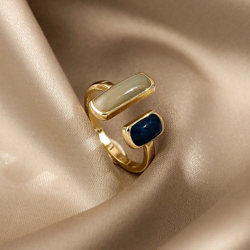 Retro Gouden 'Double Drop' Open Damesring | Elegant en tijdloos