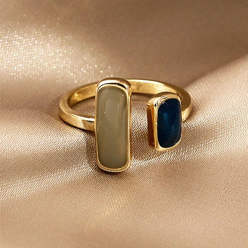 Retro Gouden 'Double Drop' Open Damesring | Elegant en tijdloos