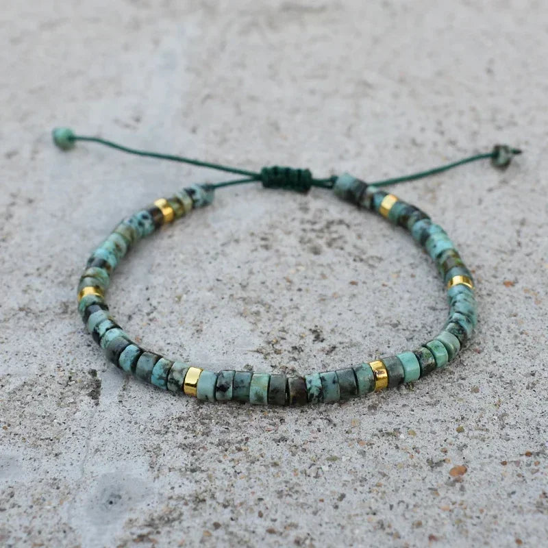 4 mm Natuurstenen Kralen Gevlochten Armband, Afrikaanse Turkoois