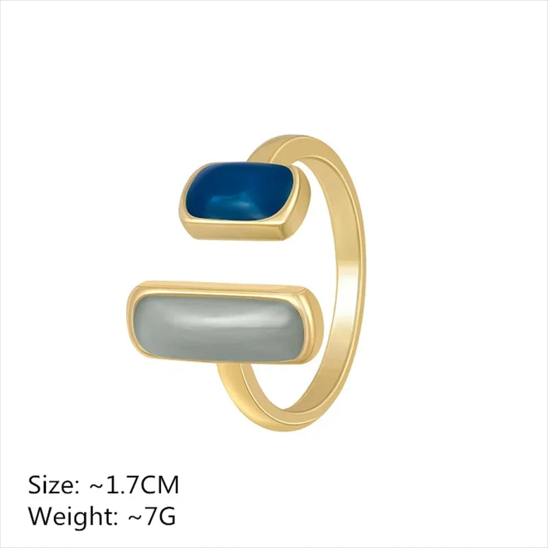 Retro Gouden 'Double Drop' Open Damesring | Elegant en tijdloos
